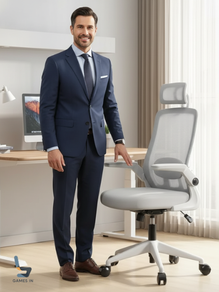 Chegou a Cadeira de Escritório Ergométrica Perfeita: Cadeira Giratória BlidShop, o Modelo Branco e Cinza em PU