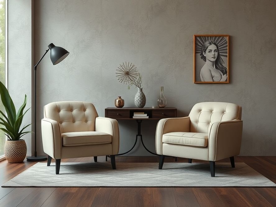 Kit 2 Poltronas Shine Bege: Design Elegante com Acabamento Castanho Kit 2 Poltronas Shine Bege: Design Elegante com Acabamento Castanho