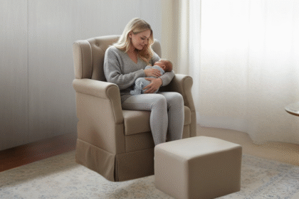 Aconchego e Calma: Poltrona De Amamentação Com Balanço + Puff