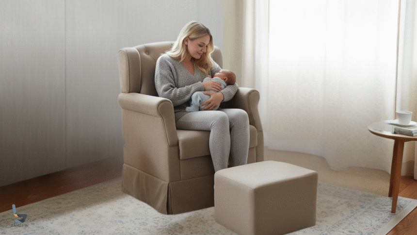 Aconchego e Calma: Poltrona De Amamentação Com Balanço + Puff