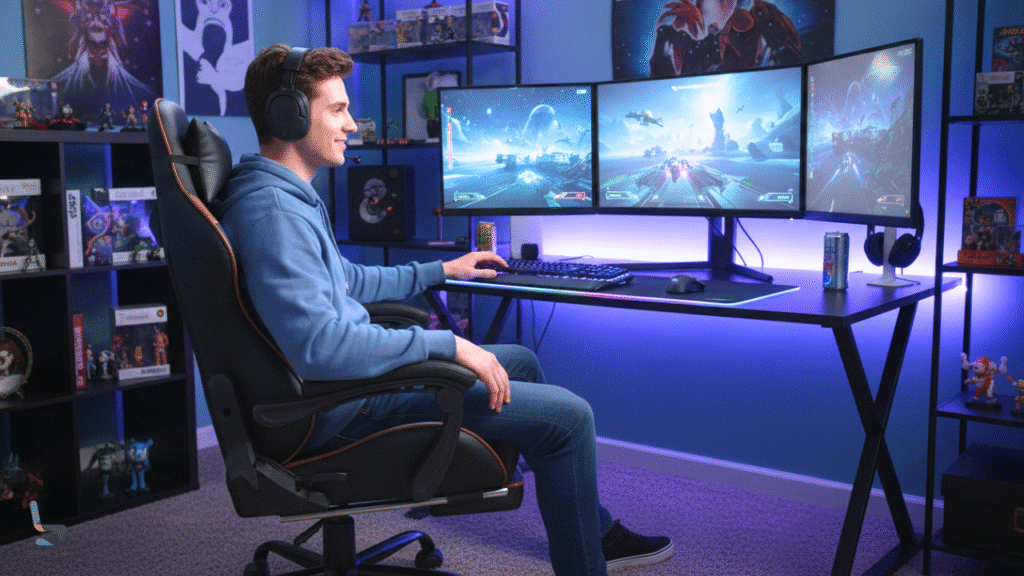 Cadeira Ergonômica Gamer C/ Apoio De Pernas 135°