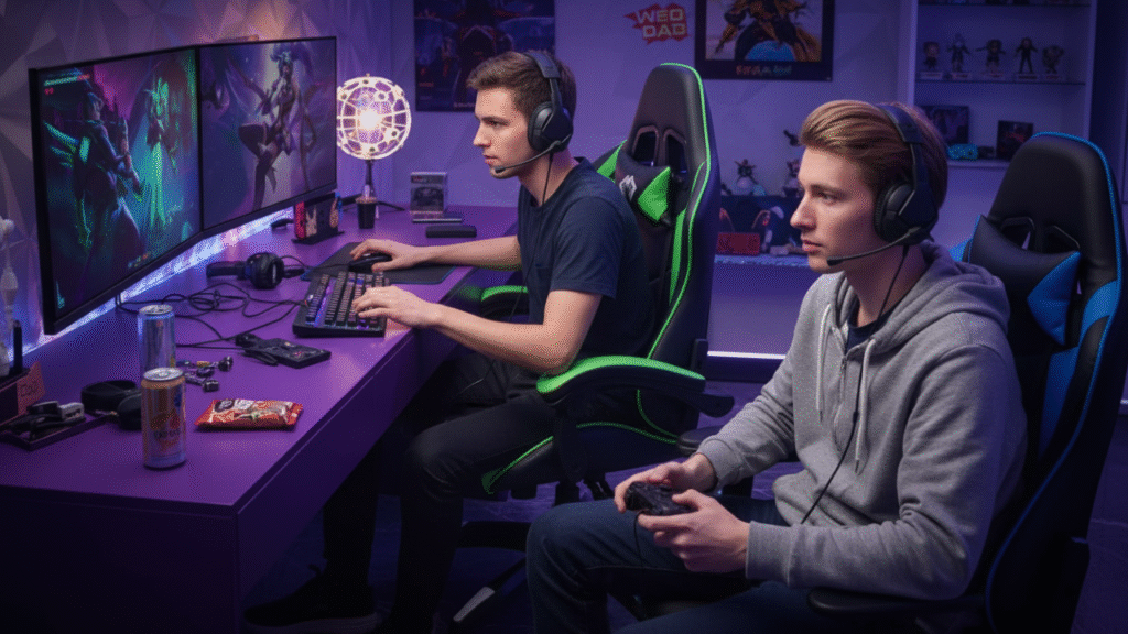 Cadeira Gamer Reclinável C/ Apoio Pés 150° Verde