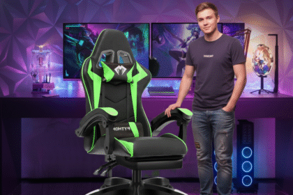 Cadeira Gamer Reclinável C/ Apoio Pés 150° Verde