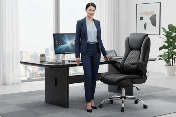 Cadeira Presidente Ergonômica Ajustável 180kg Preta