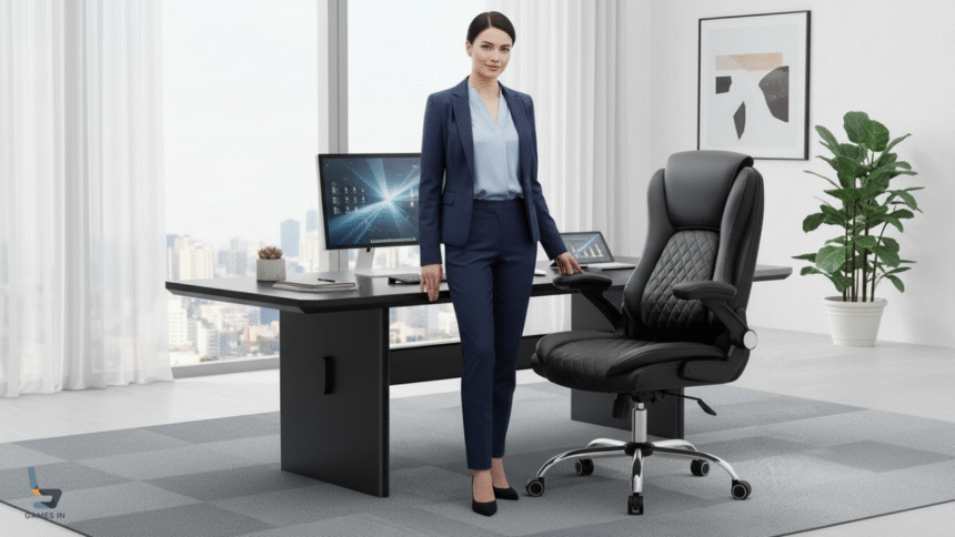 Cadeira Presidente Ergonômica Ajustável 180kg Preta