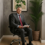 Cadeira Presidente Reclinável Apoio Pés Couro Preto