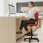 Cadeira de Escritório Caixa Alta Executiva Vermelha com Rodízios – Para Balcão e Recepção, Ergonômica e Reforçada Home Gourmet