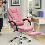 Cadeira de Escritório Presidente Reclinável C/ Apoio Pés (Rosa)