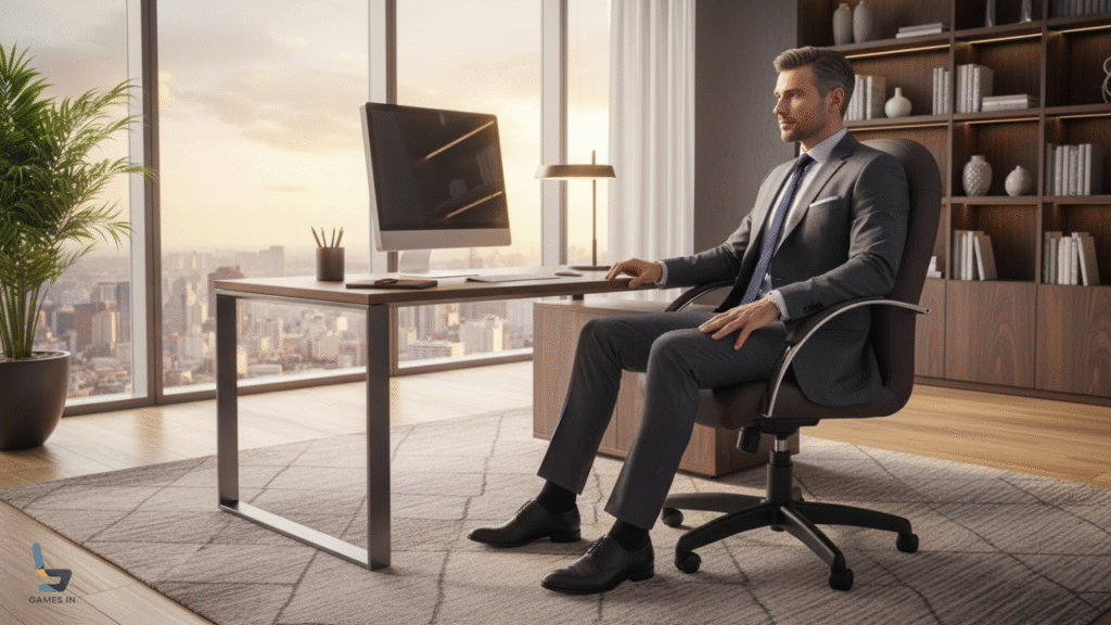 Elegância e Controle: Cadeira Presidente Giratória Reclinável Marrom Café