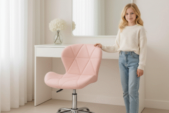 Estilo e Foco: Cadeira Rosa Estudo Quarto Slim Giratória