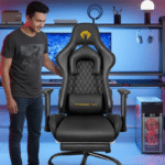 O Trono do Vencedor: Cadeira Gamer Python Deluxe Preto/Dourado 150kg