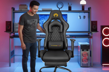 O Trono do Vencedor: Cadeira Gamer Python Deluxe Preto/Dourado 150kg