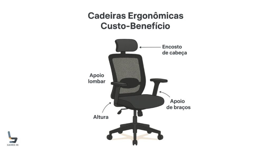 Ajustes da cadeira ergonômica 