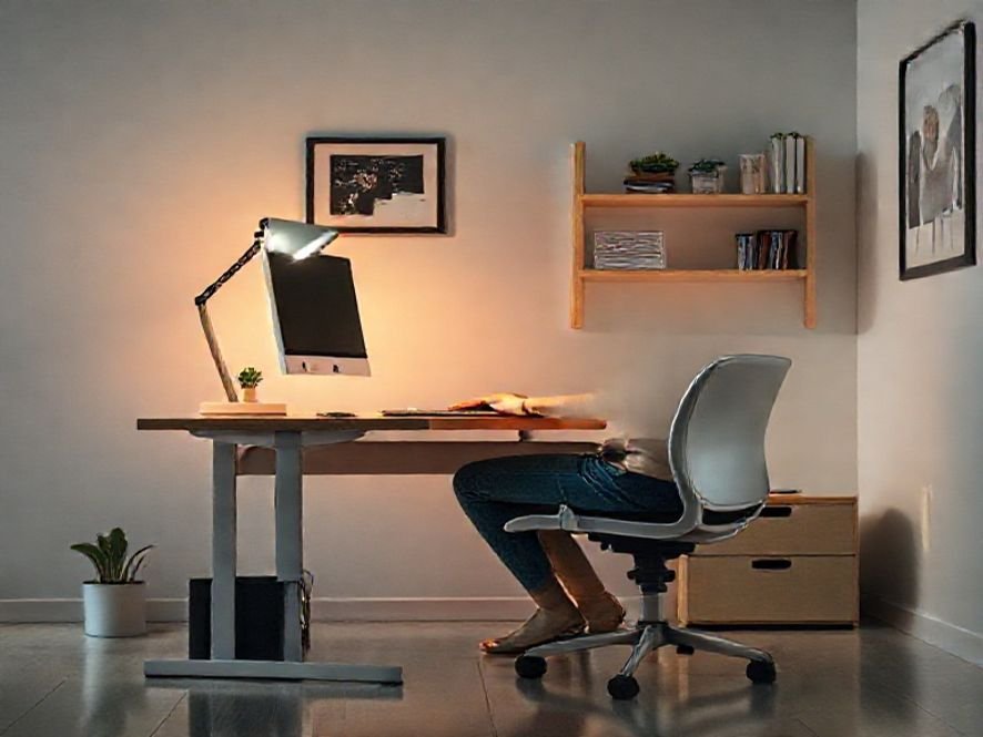 Cadeira de Escritório Compacta: O Ajuste de Altura para a Ergonomia.