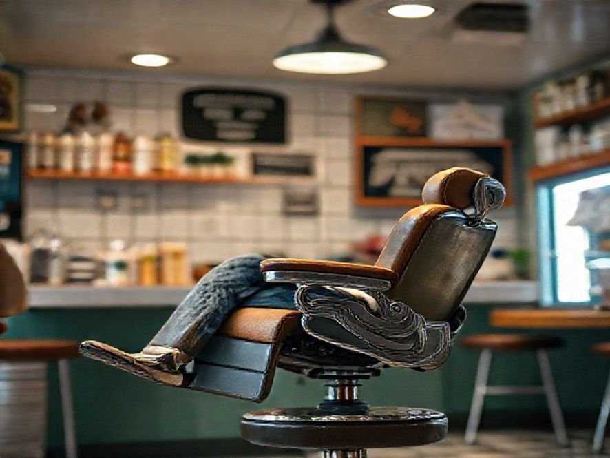 Cadeira Reclinável Barbearia: O Foco na Altura dos Braços (25 cm) para o Conforto no Corte.