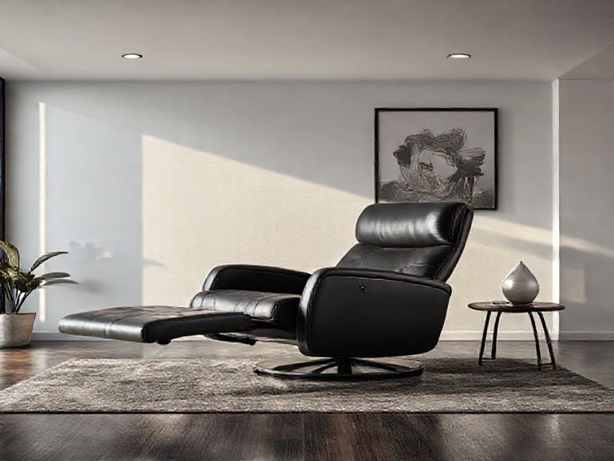 Cadeira Reclinável Preta: O Design Moderno e o Acabamento Cromado: Elegância Garantida.