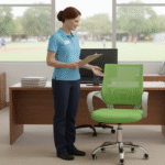 Conforto e Frescor: Cadeira Para Computador Giratória Tela (Verde)