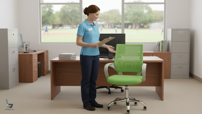 Conforto e Frescor: Cadeira Para Computador Giratória Tela (Verde)