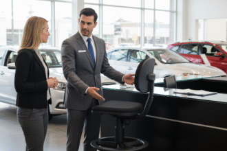 Postura e Conforto: Cadeira Para Balcão Giratória C/ Apoio Pés Ajustável