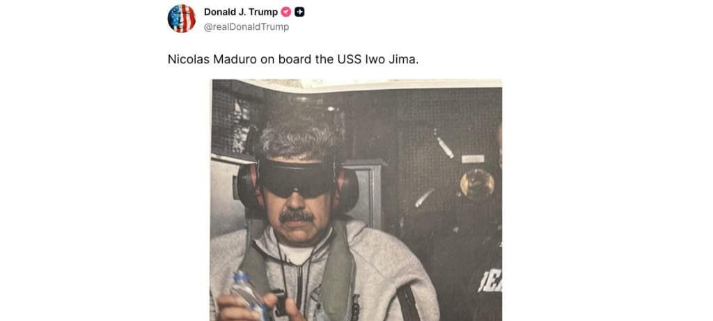 Imagens falsas da captura de Maduro dominam redes - Imagem do artigo